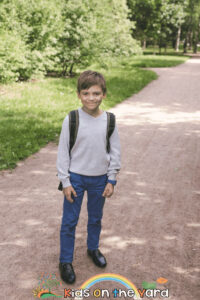 Back to school, happy boy with a backpack