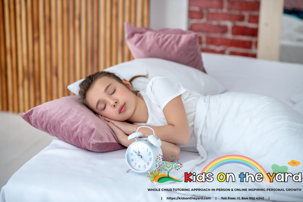 Teen girl sleeping in a big bed. Be productive. time management tips for middle schoolers