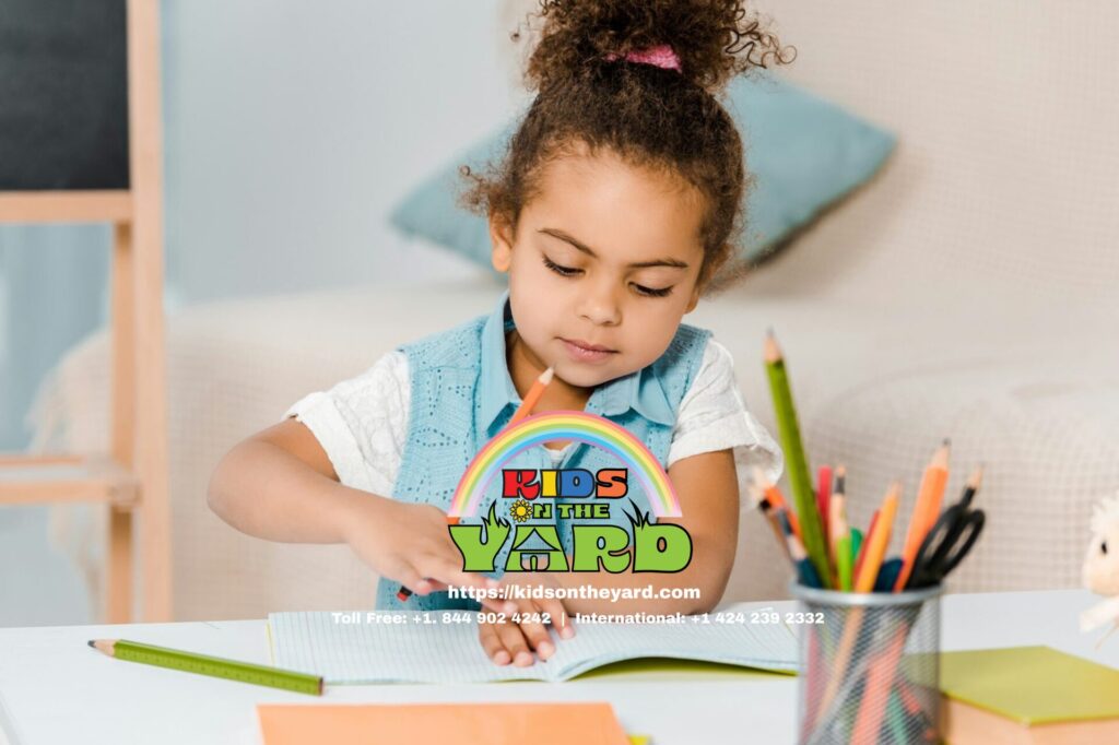 child using the same study area to help develop disciplined habits