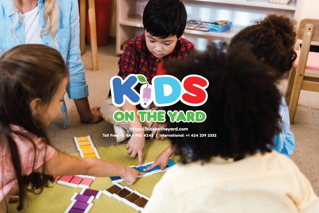 children playing an engaging math game, which blends play and learning, making math less intimidating and more of an adventure.