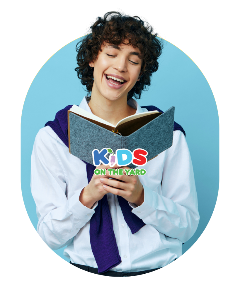 Student with a growth mindset reading a book